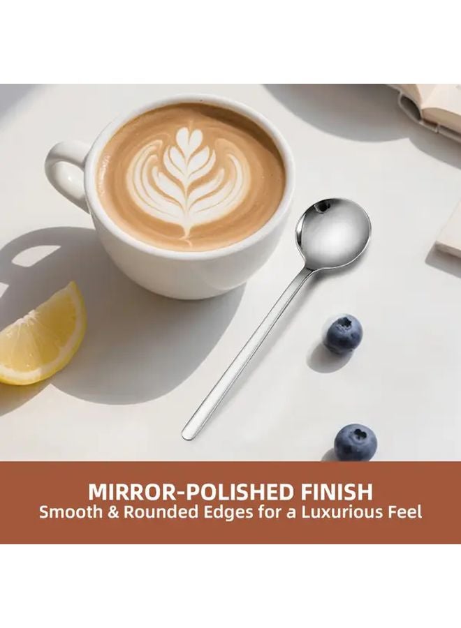 4pcs Silvery Stainless Steel Coffee Spoons Multipurpose Stirring Spoons - Image 4